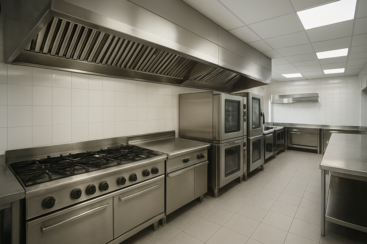 Equipamiento de cocina para hostelería Equipamiento de hostelería completo en una cocina profesional de restaurante