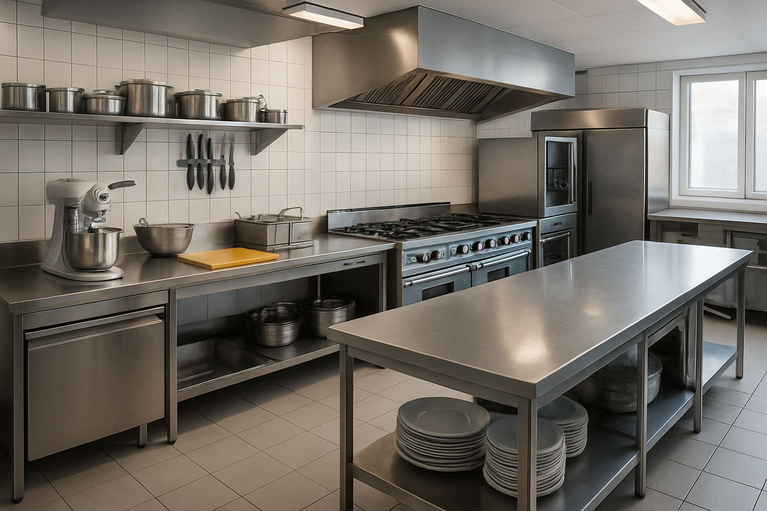 Equipamiento integral de cocina profesional para hostelería Cocina profesional equipada con maquinaria de hostelería nueva y de segunda mano