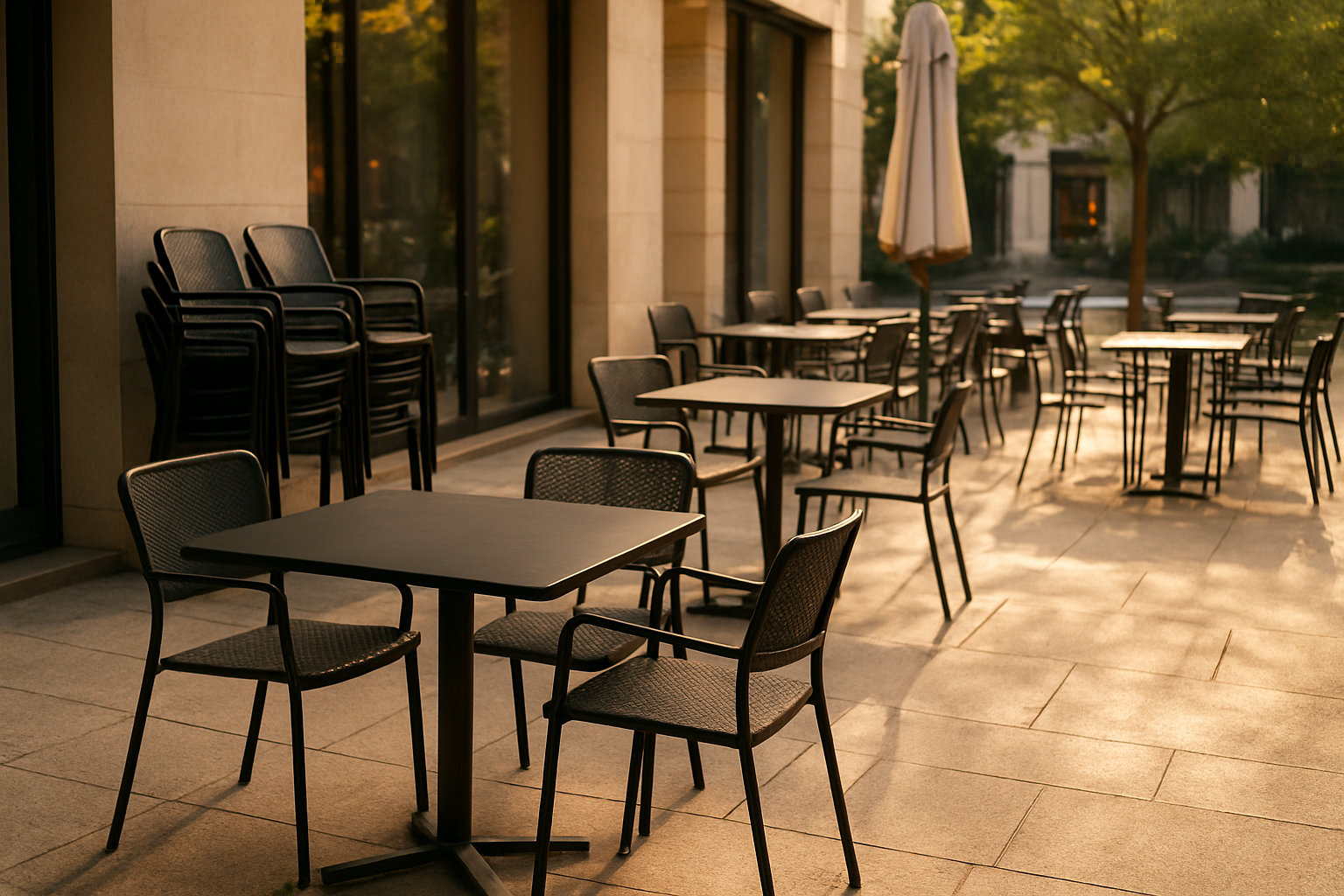 Mobiliario profesional de sala y terraza para cafetería