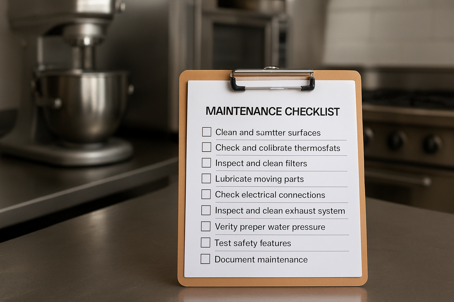 Checklist de plan de mantenimiento preventivo para cocina industrial